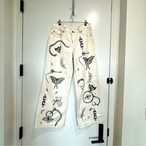 Milk It by The Ragged Priest White Printed Jeans